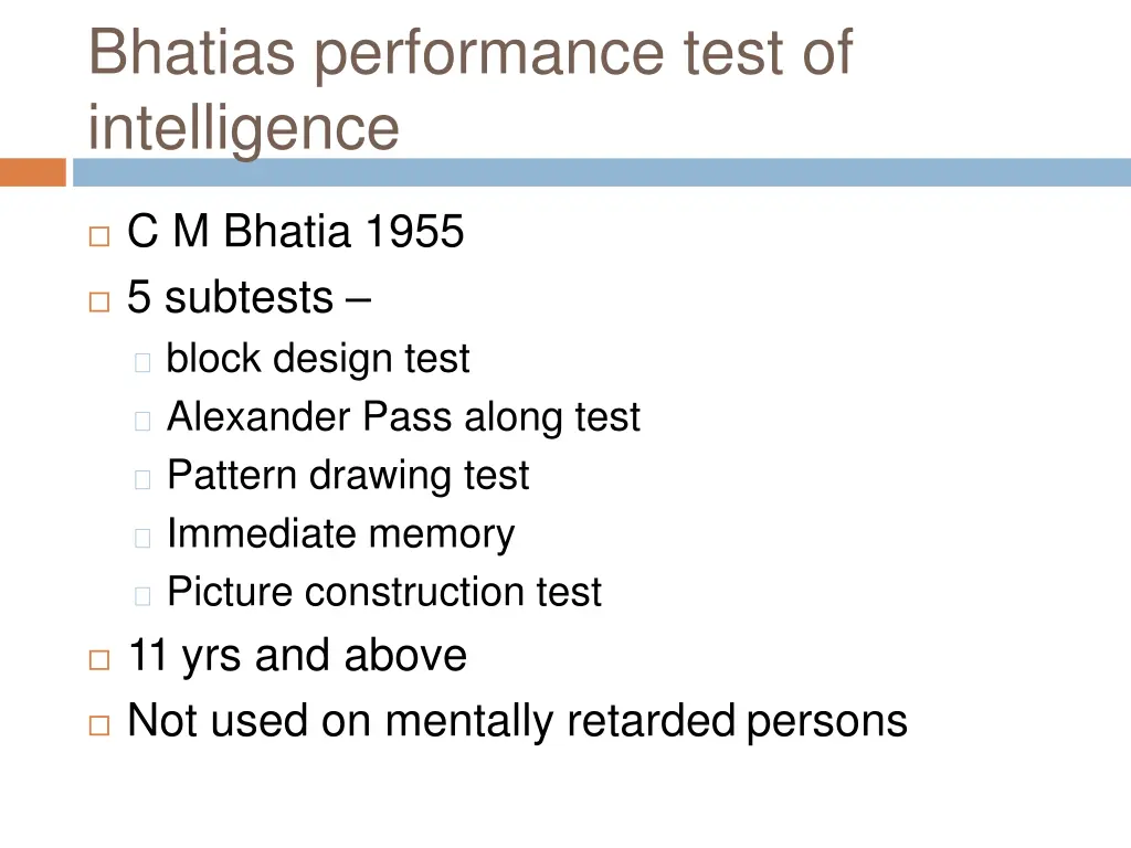 bhatias performance test of intelligence