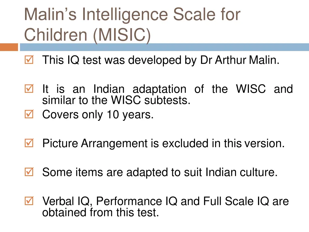 malin s intelligence scale for children misic