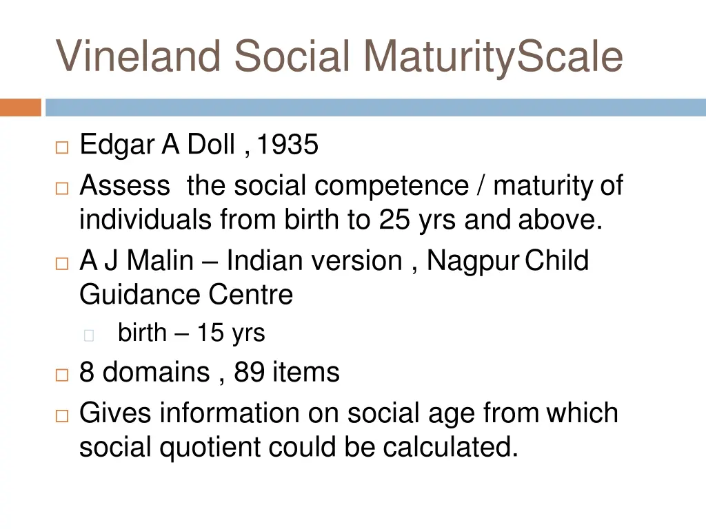 vineland social maturityscale