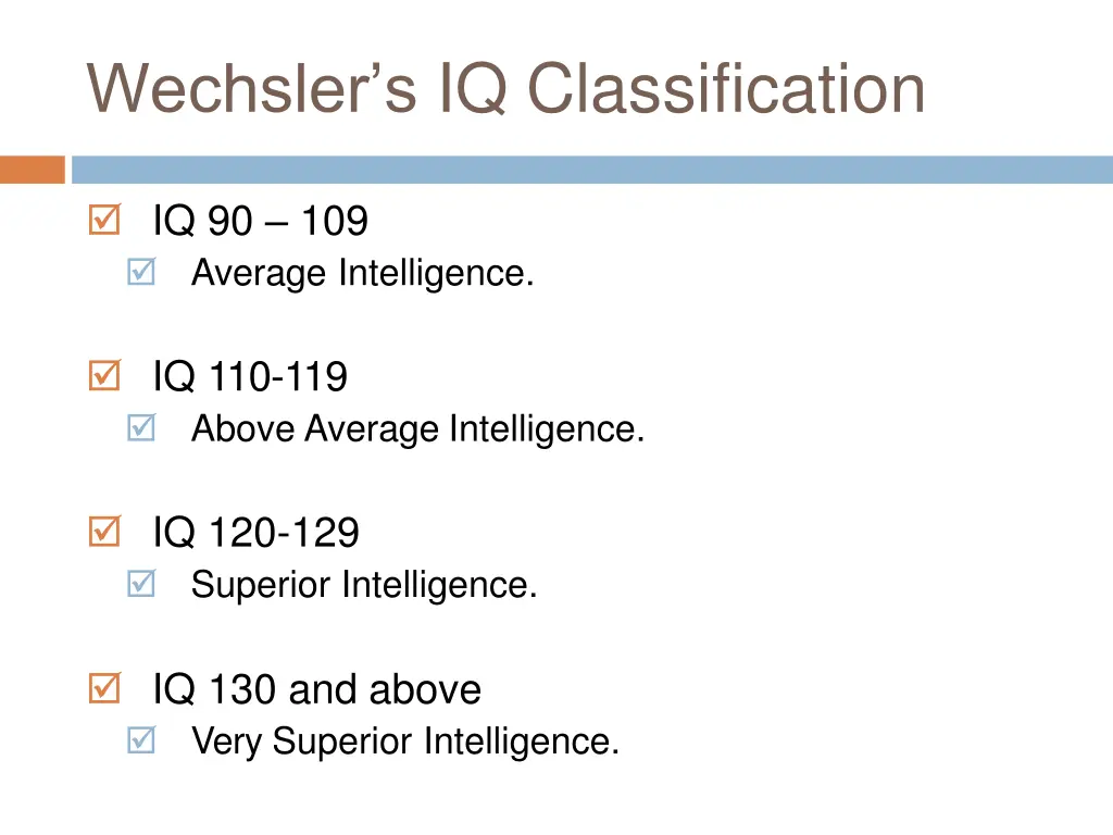 wechsler s iq classification