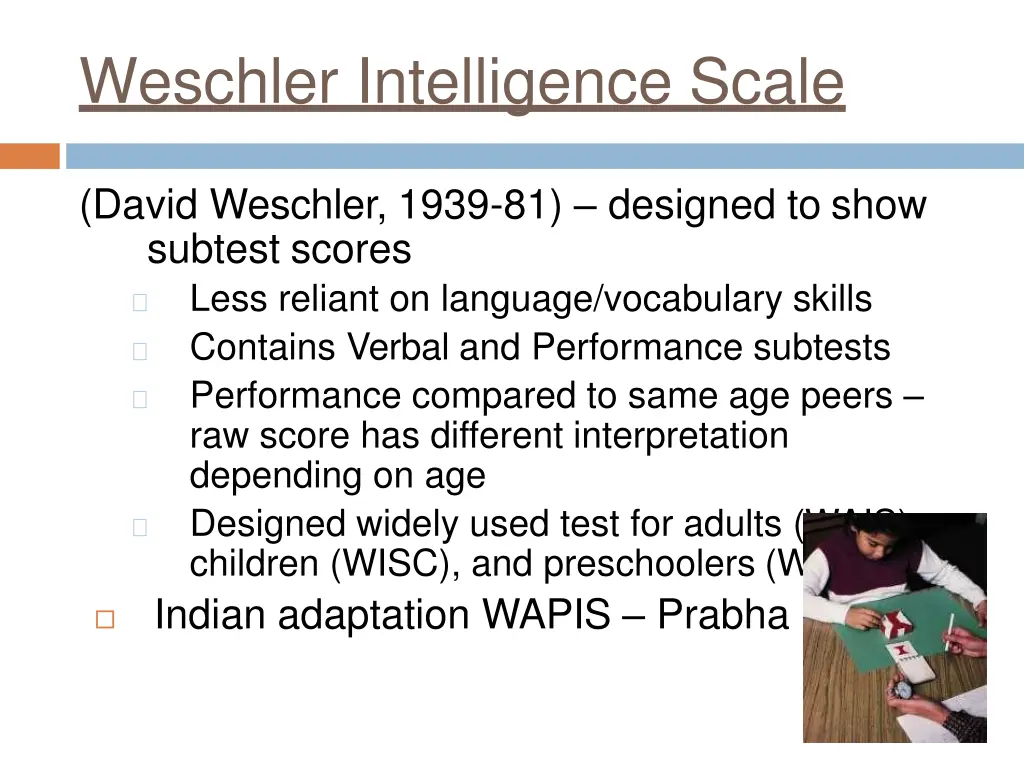 weschler intelligence scale