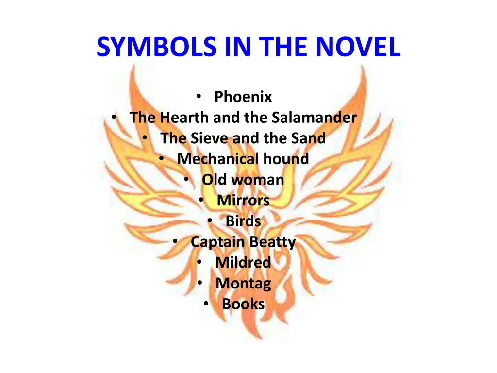 symbols in the novel