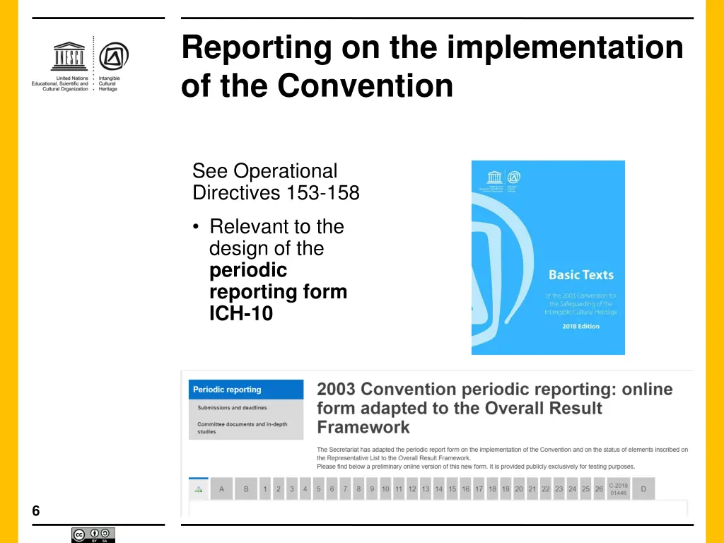 reporting on the implementation of the convention