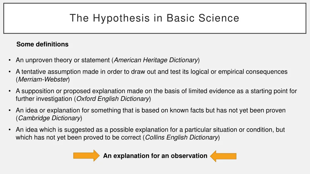 the hypothesis in basic science 2