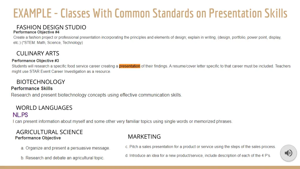 example classes with common standards