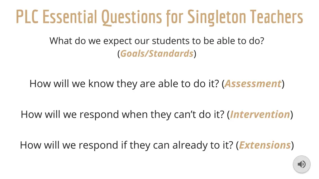 plc essential questions for singleton teachers