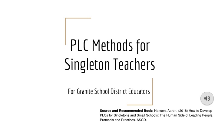 plc methods for singleton teachers