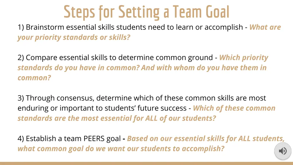 steps for setting a team goal 1 brainstorm