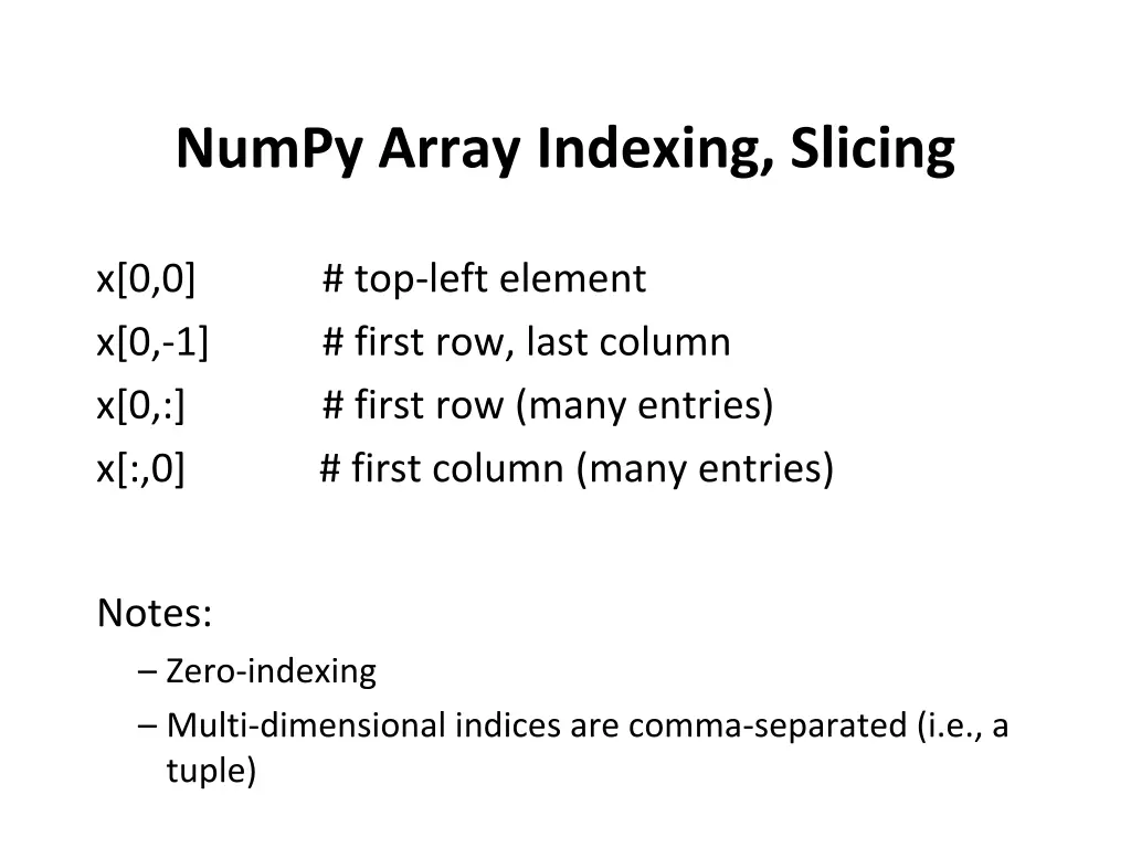 numpy array indexing slicing