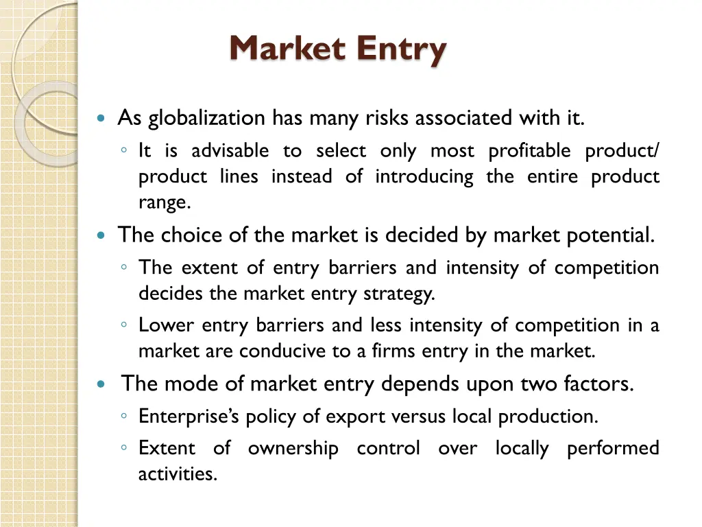 market entry