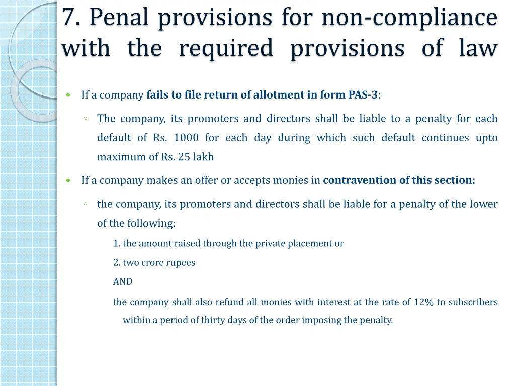 7 penal provisions for non compliance with