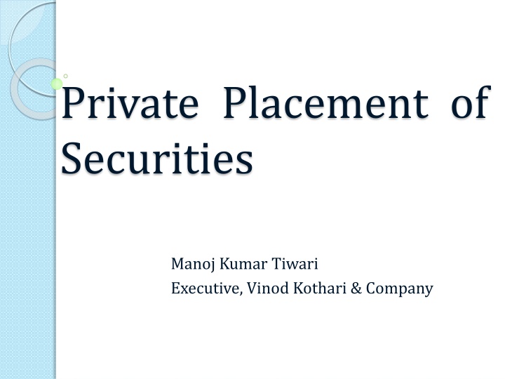 private placement of securities