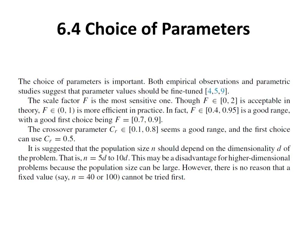 6 4 choice of parameters