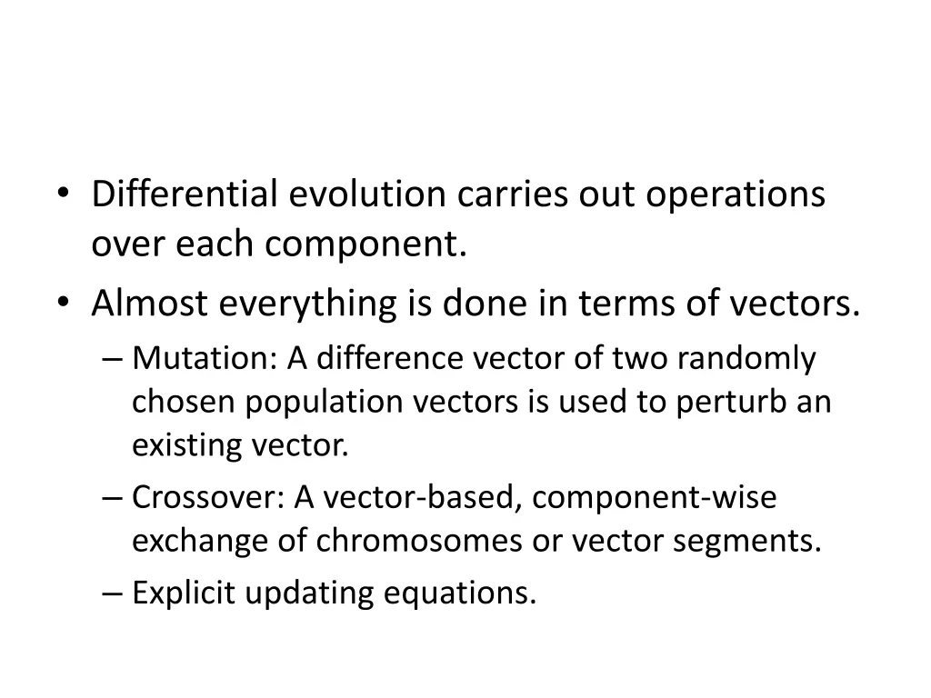 differential evolution carries out operations