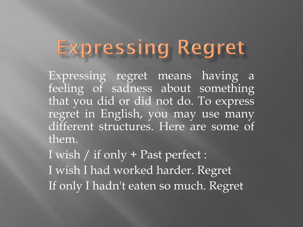 expressing regret means having a feeling