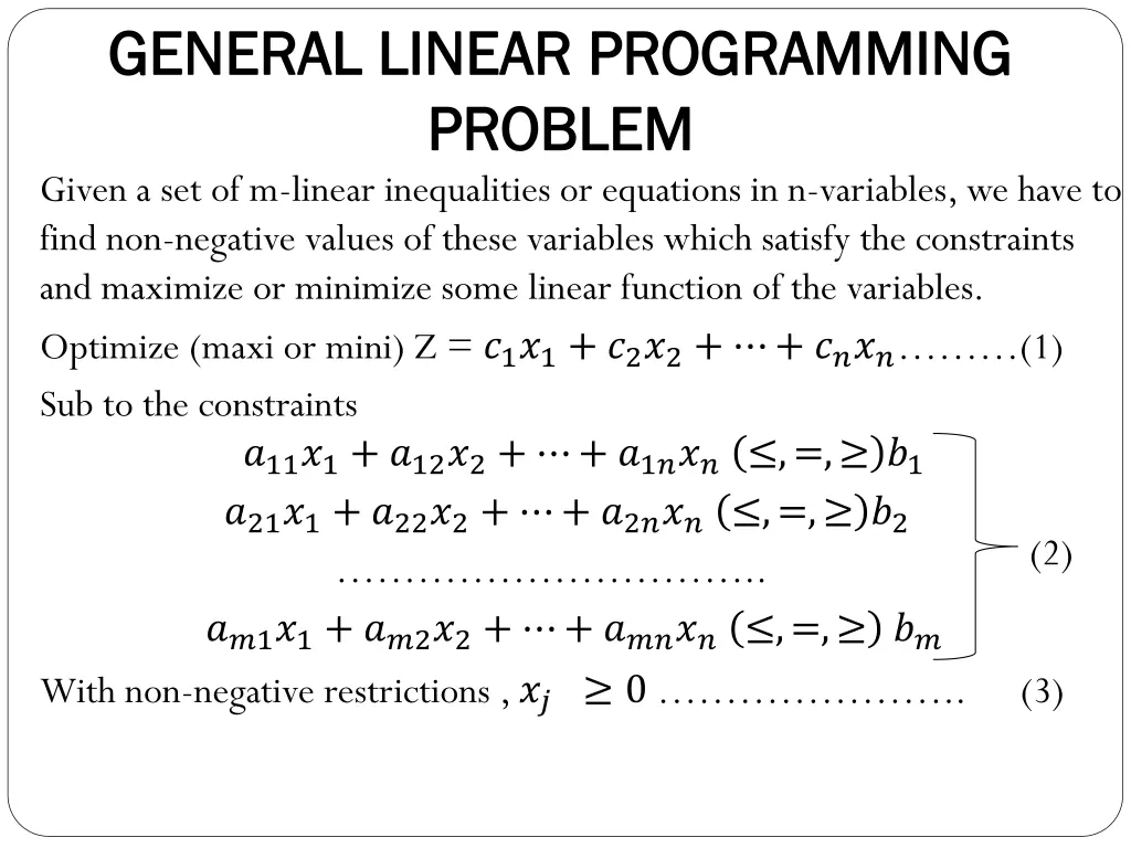 general linear programming general linear