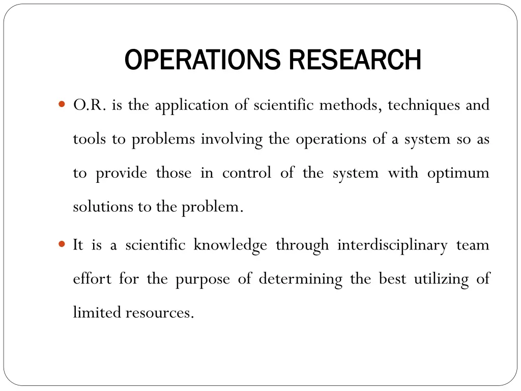 operations research operations research