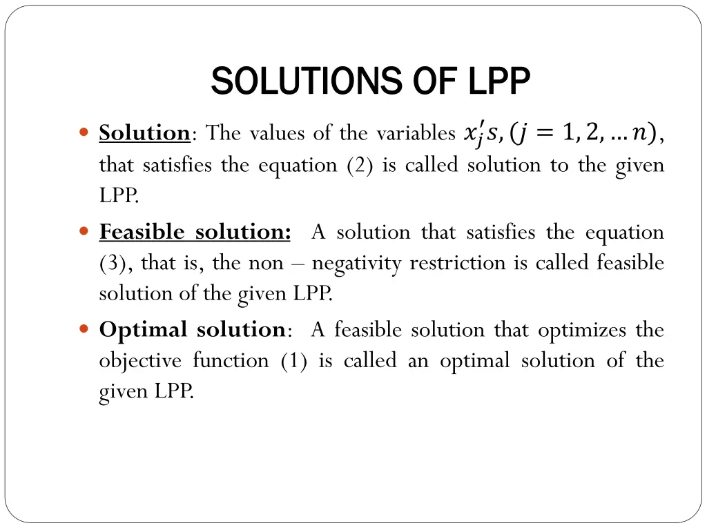 solutions of lpp solutions of lpp