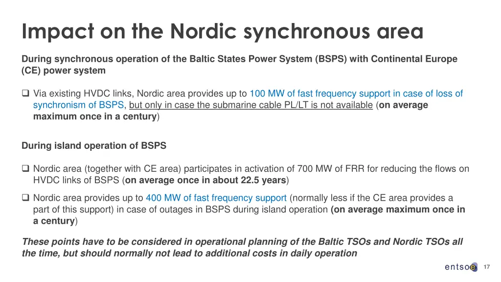 impact on the nordic synchronous area