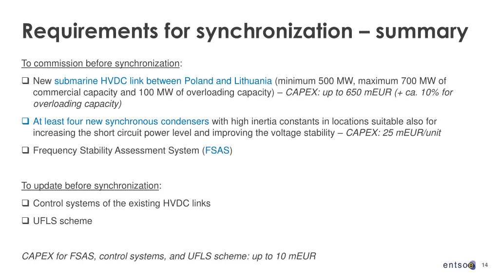 requirements for synchronization summary