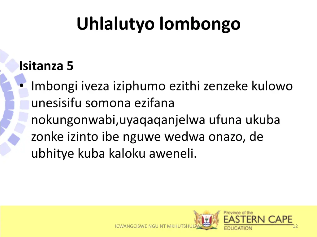 uhlalutyo lombongo 2