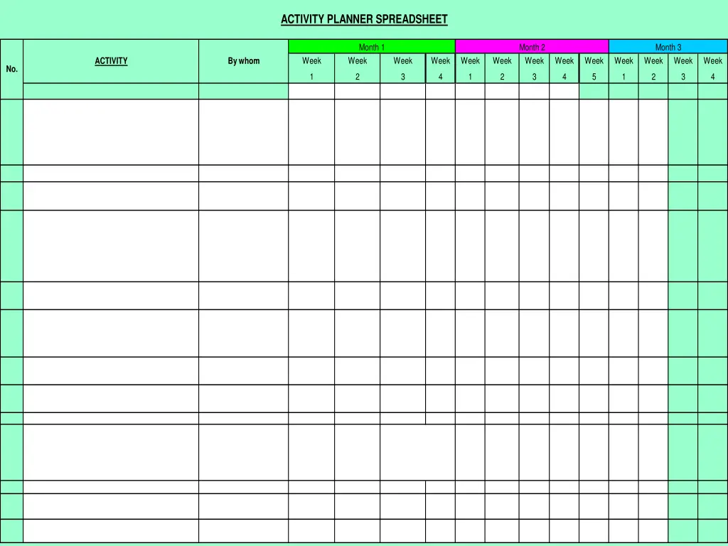 activity planner spreadsheet