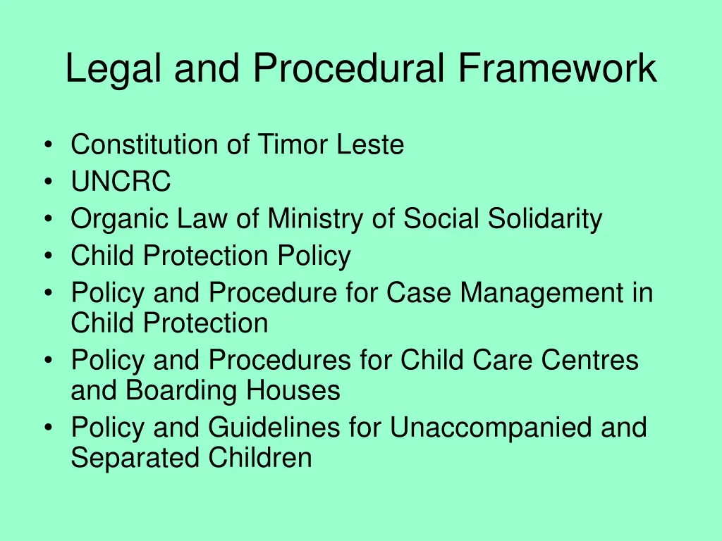 legal and procedural framework