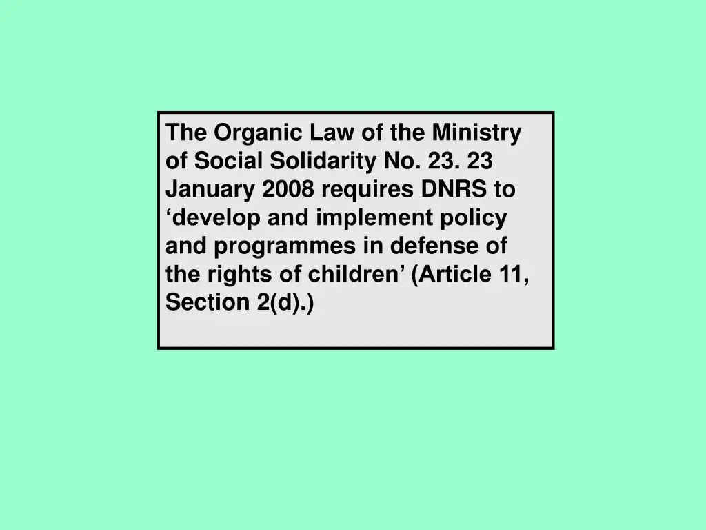 the organic law of the ministry of social