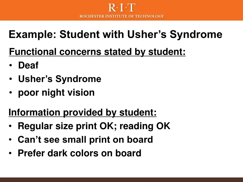 example student with usher s syndrome