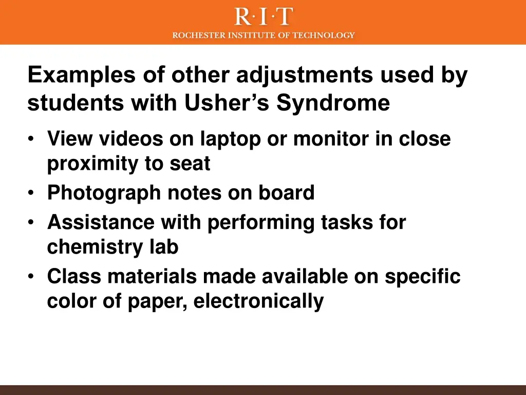 examples of other adjustments used by students