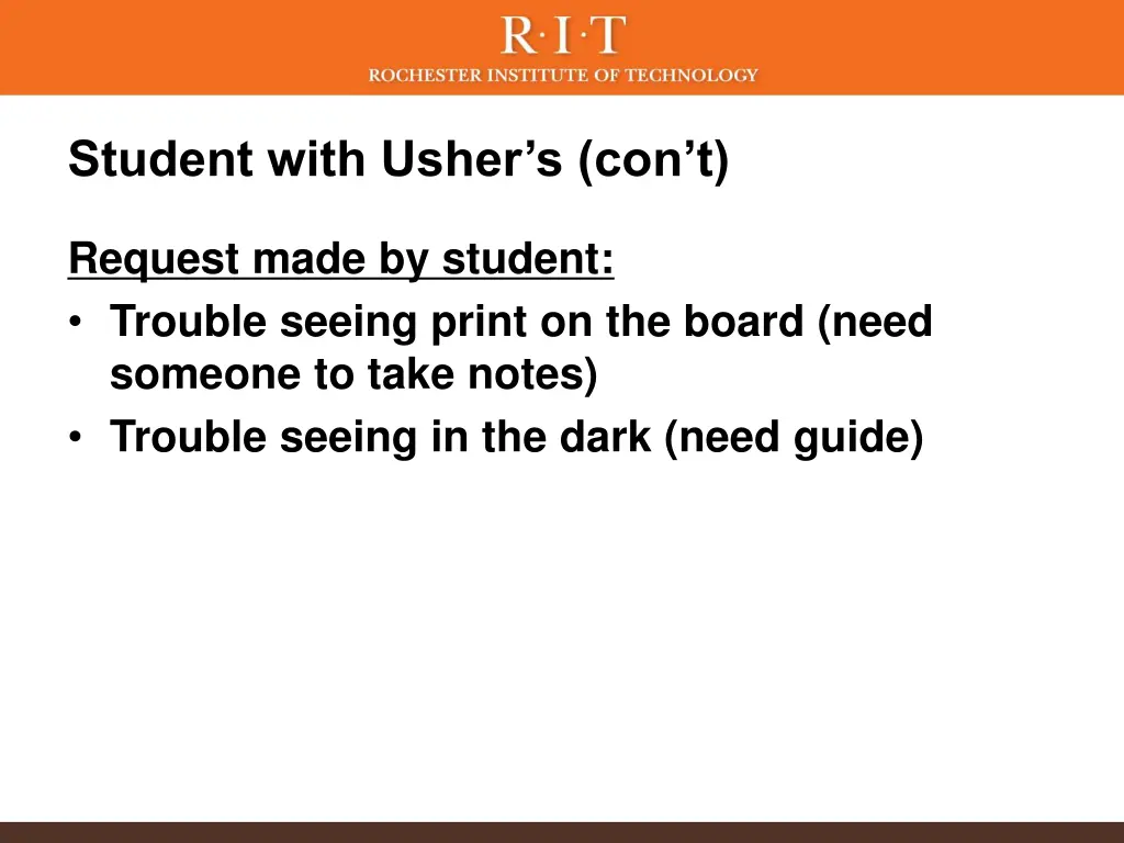 student with usher s con t