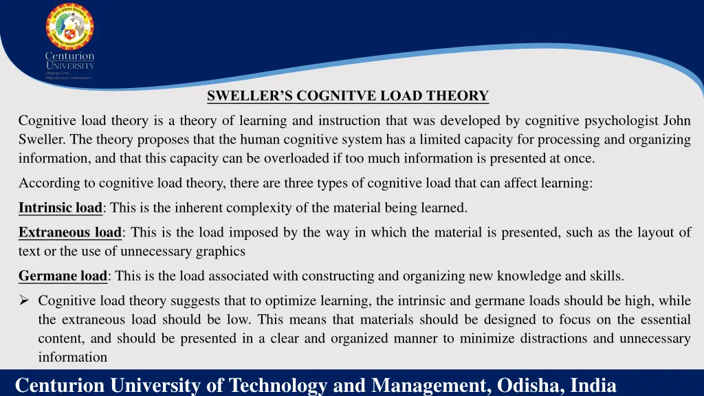 sweller s cognitve load theory