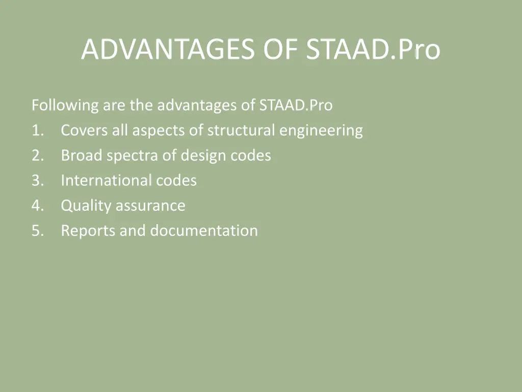 advantages of staad pro