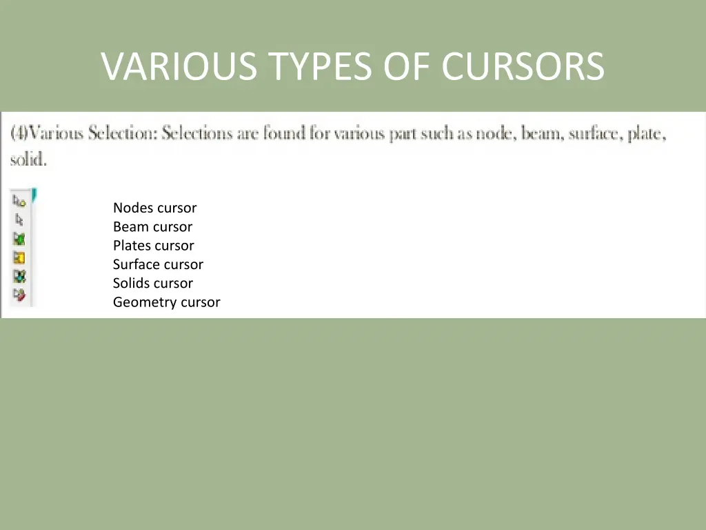 various types of cursors