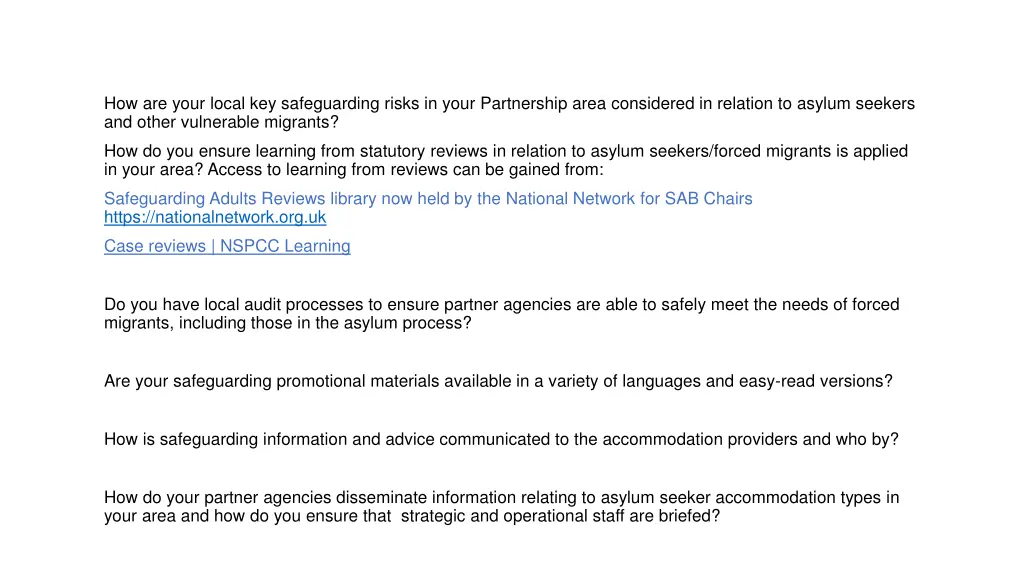 how are your local key safeguarding risks in your