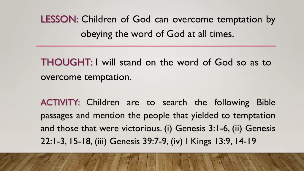 lesson children of god can overcome temptation