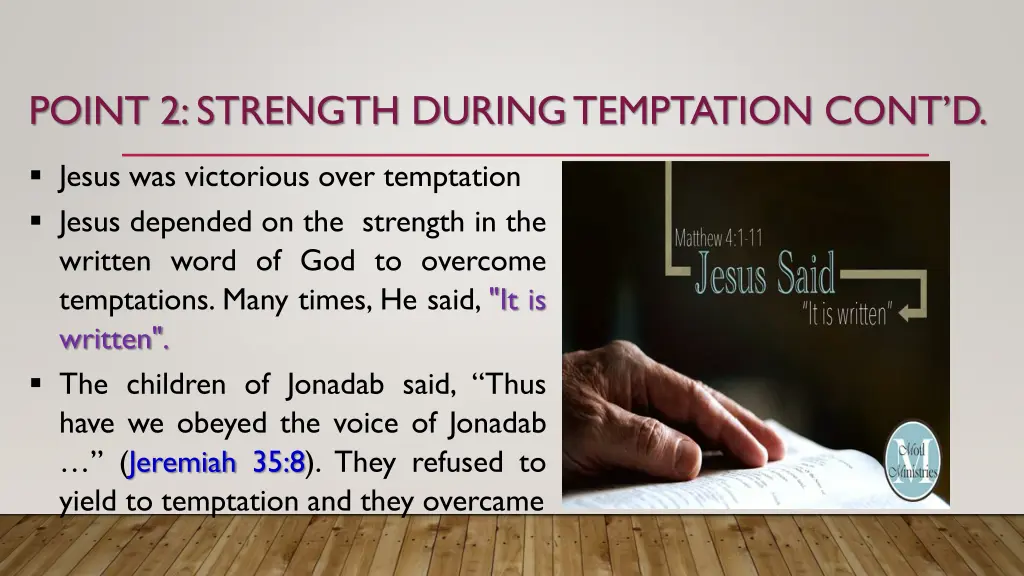 point 2 strength during temptation cont d