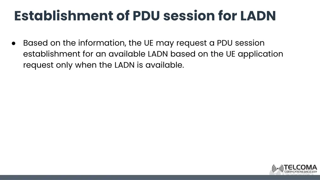 establishment of pdu session for ladn