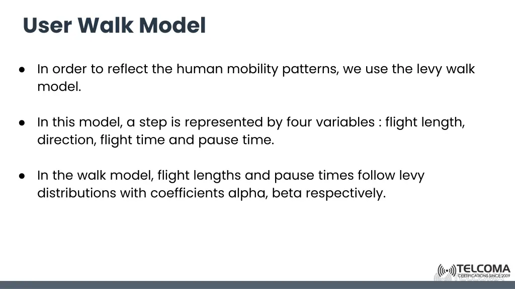 user walk model