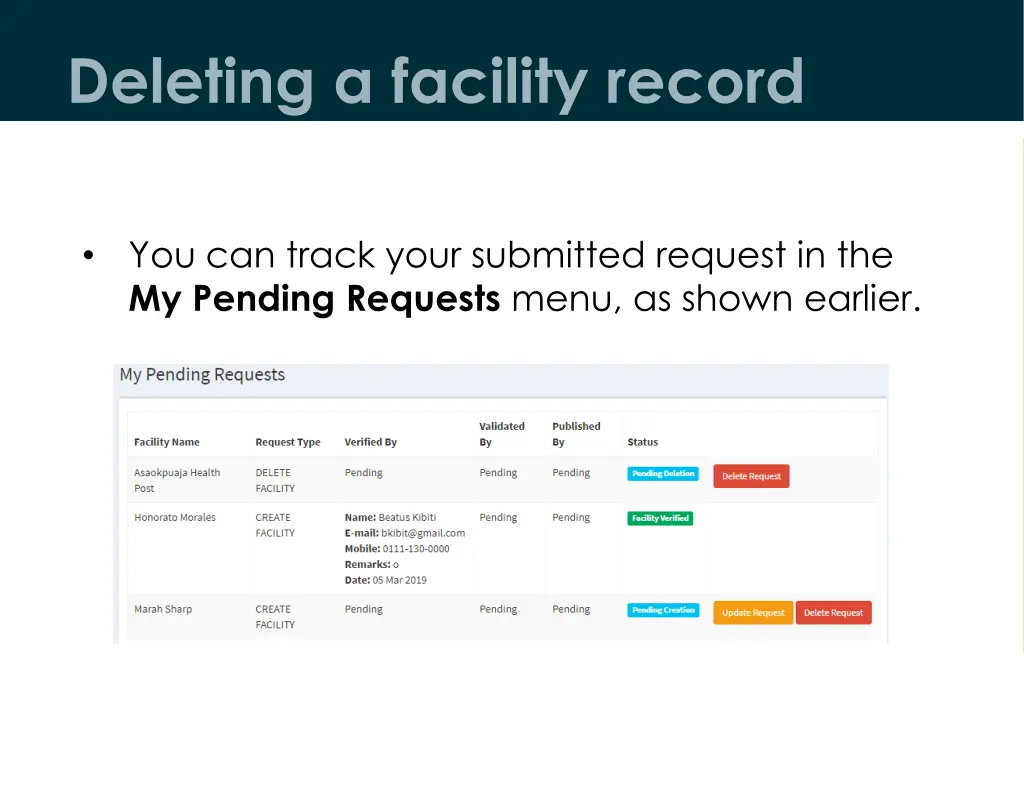 deleting a facility record 4