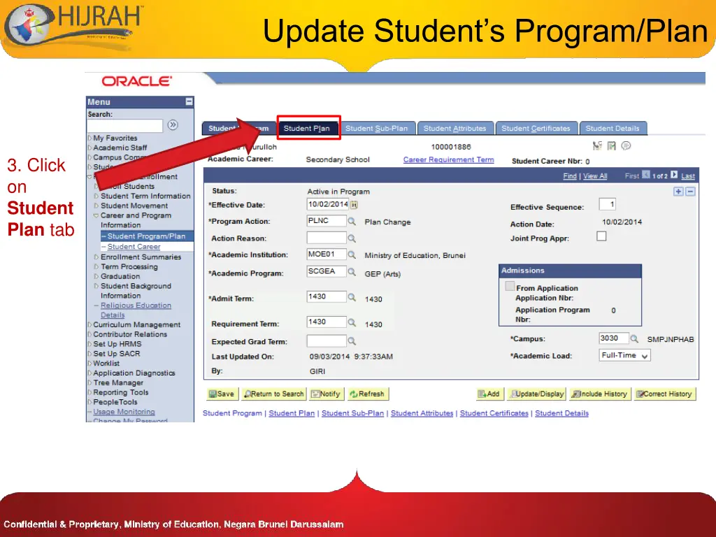 update student s program plan 10