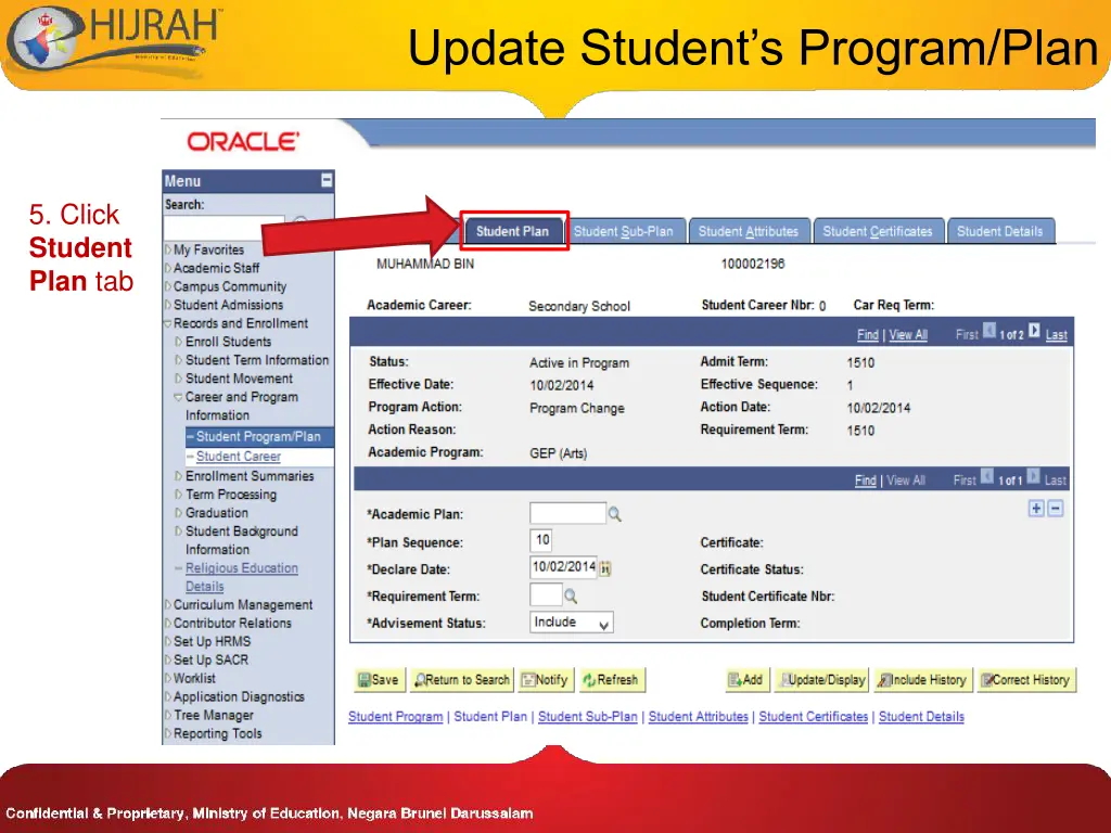 update student s program plan 5