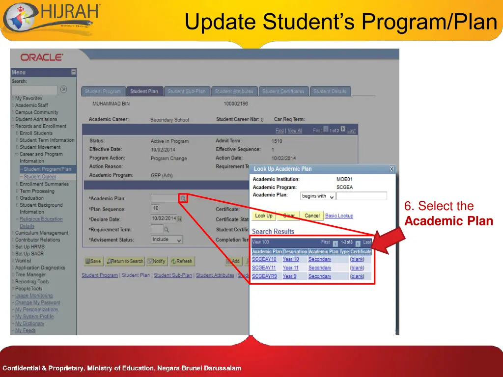 update student s program plan 6