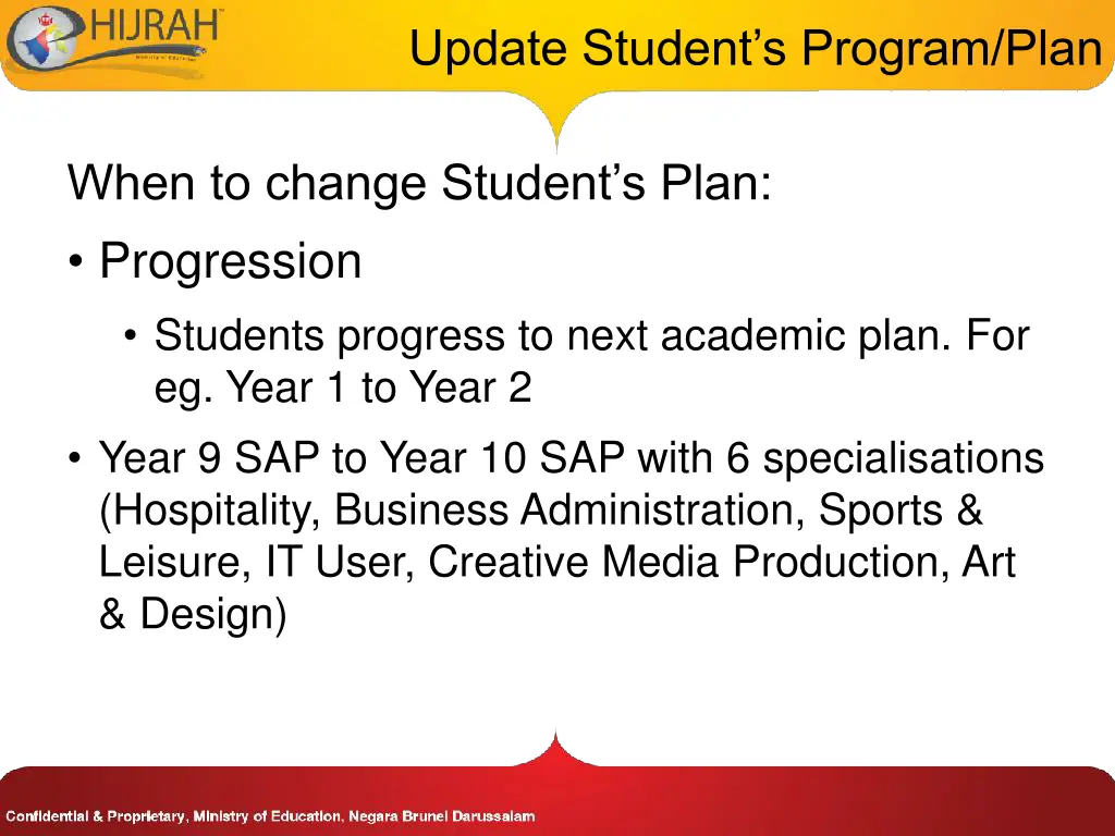 update student s program plan 7