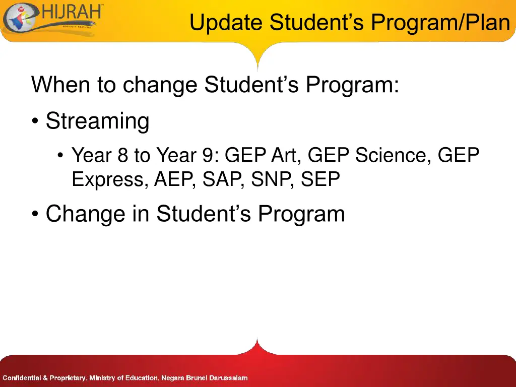 update student s program plan