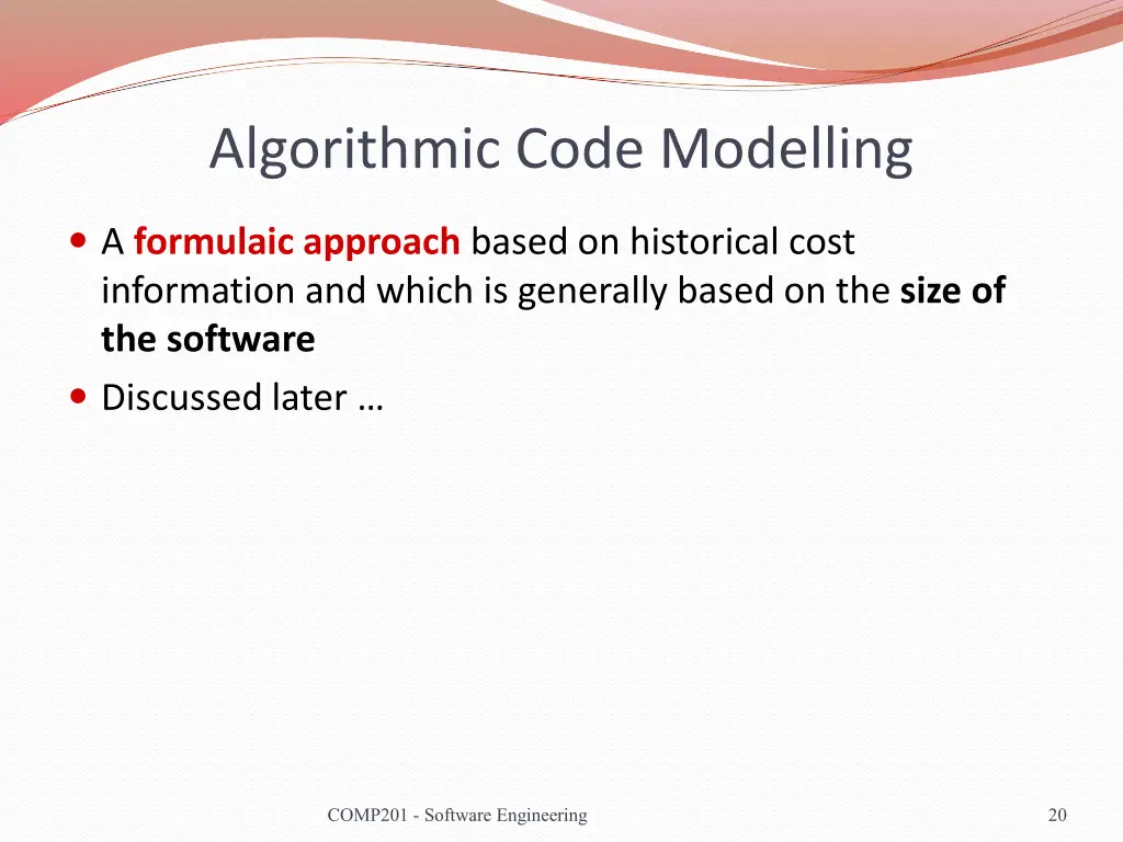 algorithmic code modelling