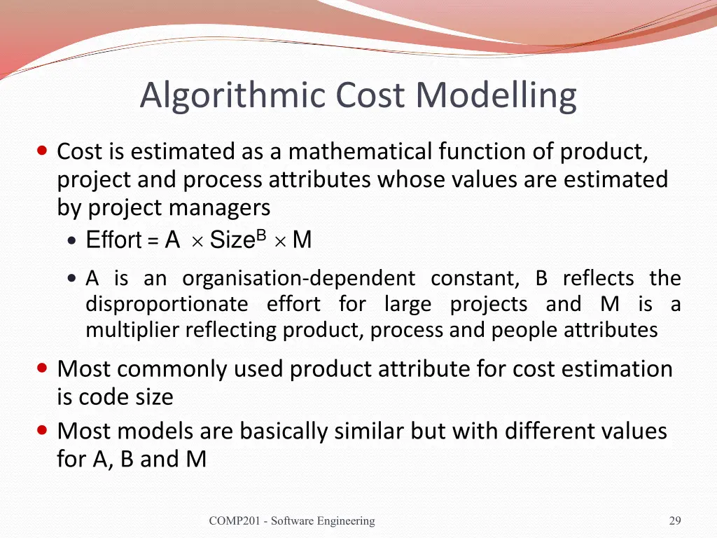 algorithmic cost modelling