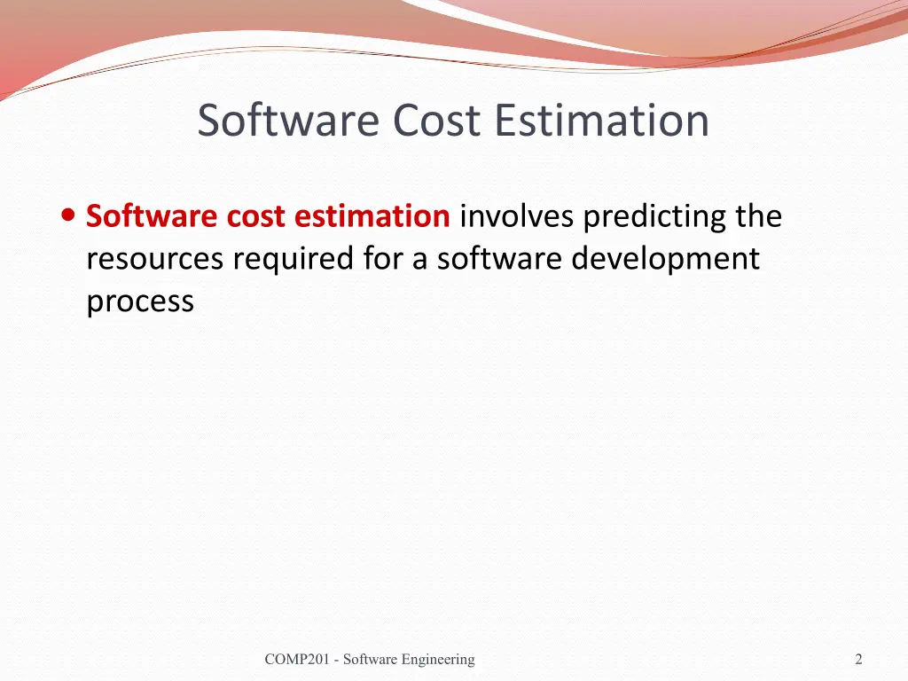 software cost estimation