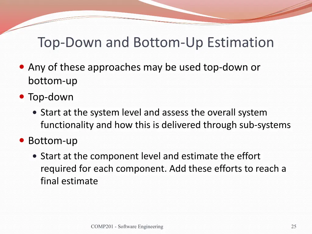 top down and bottom up estimation