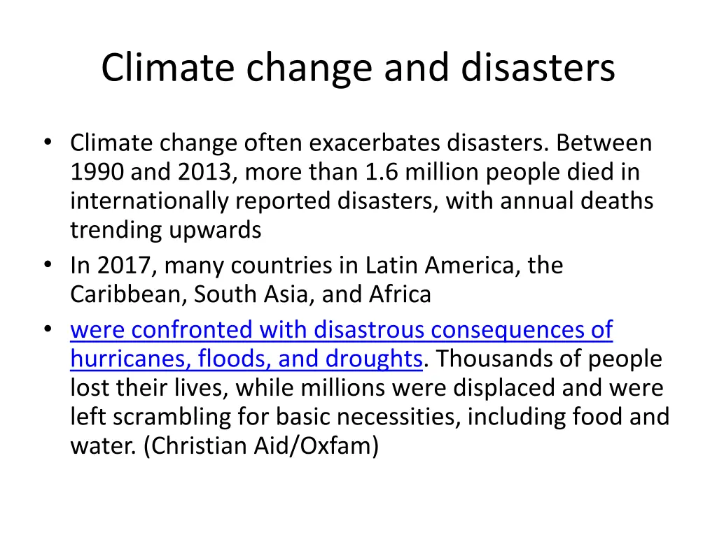 climate change and disasters